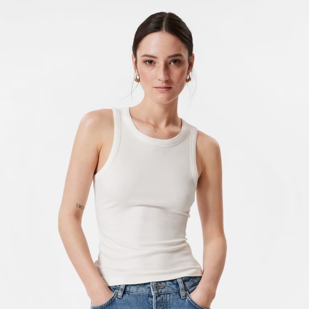 & Other Stories White Fitted Tank Top | Medium